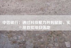 中信银行：通过科技聚力并购赋能，实现首批项目落地