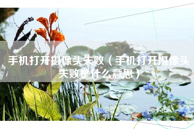 手机打开摄像头失败（手机打开摄像头失败是什么意思）