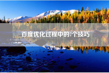 百度优化过程中的7个技巧 百度优化过程中的7个技巧